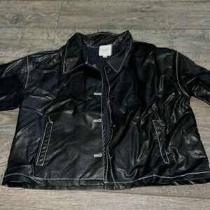 black leather jacket